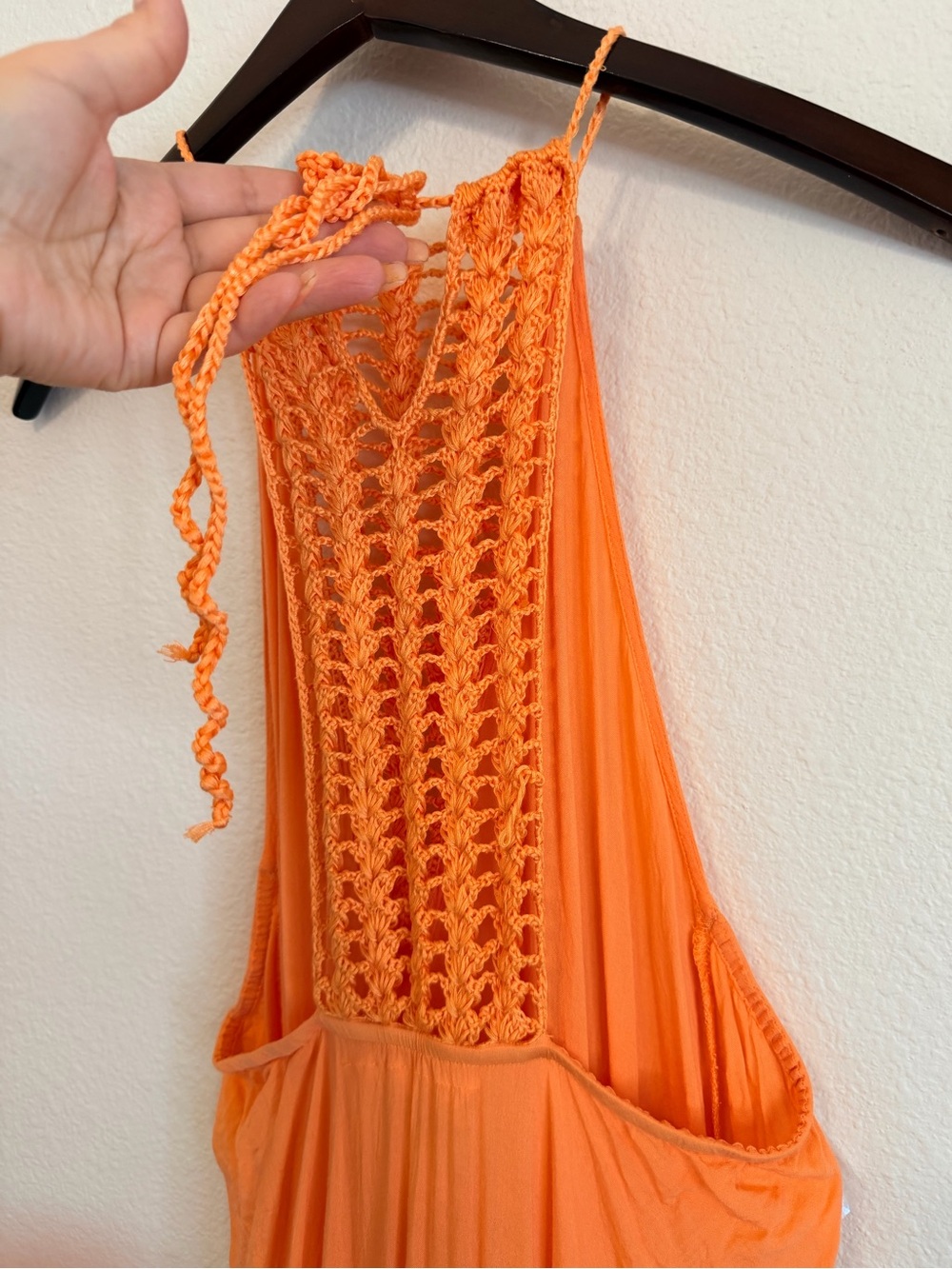 Acacia swimwear floorlength semi-sheer halter dress with crochet detail, size S - Picture 10 of 11
